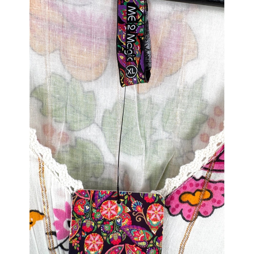 Me 2 Magic Floral Maxi Dress sz XL Boho Metallic ruffles Flutter Sleeve sz XL - Picture 3 of 10